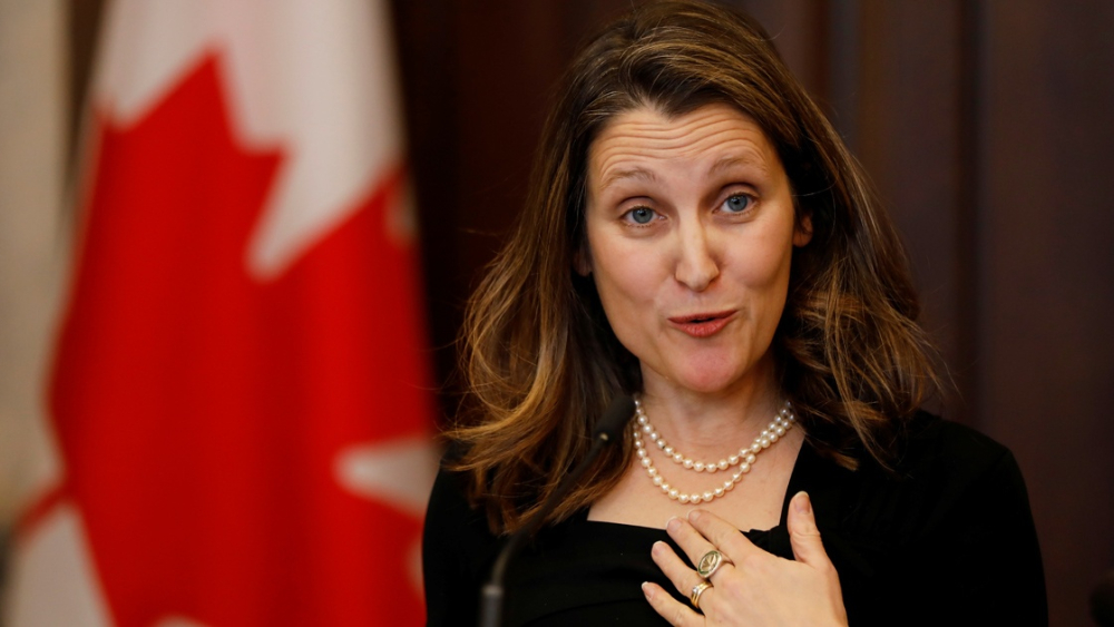 Chrystia Freeland, ministra de Relaciones Exteriores de Canadá. Foto: Reuters