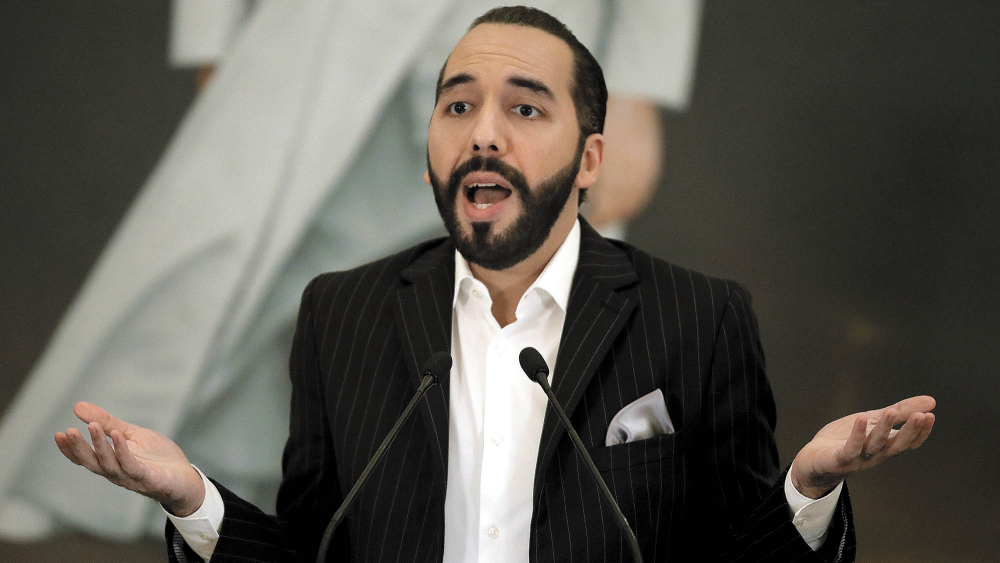 El Salvador President Nayib Bukele speaks during a news conference in San Salvador, El Salvador, June 6, 2021. REUTERS/Jose Cabezas