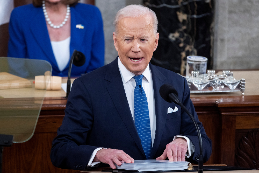 El presidente de Estados Unidos Joe Biden ofrece su primer discurso sobre el Estado de la Unión. Foto: Reuters