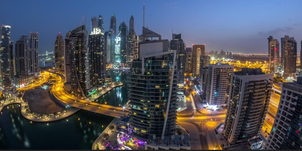 Imagen del acaudalado barrio residencial de Dubái Marina en Dubái, Emiratos Árabes Unidos.