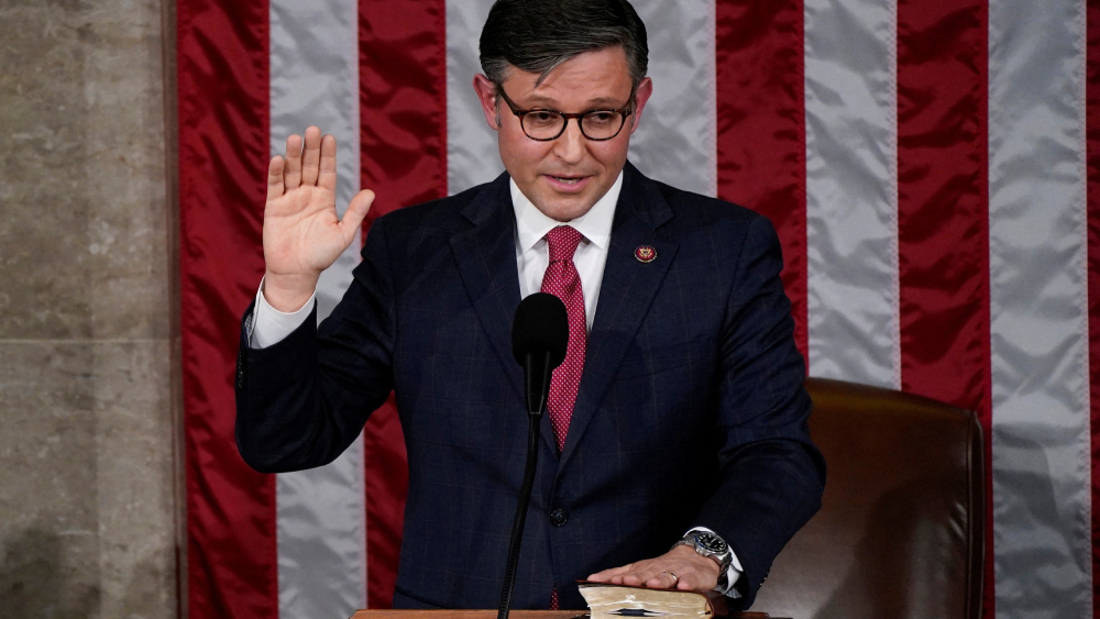 U.S. House of Representatives elect Mike Johnson as the new Speaker of the House at the U.S. Capitol in Washington