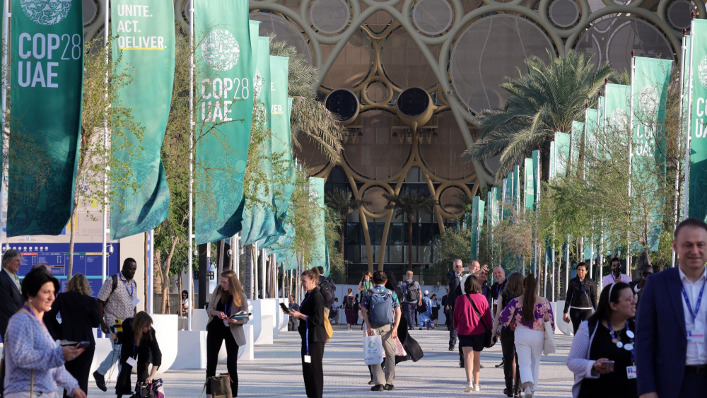 Sede de la cumbre climática de las Naciones Unidas en Dubai. Foto: AFP.