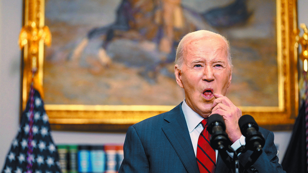 U.S. President Joe Biden discusses ongoing student protests at U.S universities prior to departing the White House in Washington