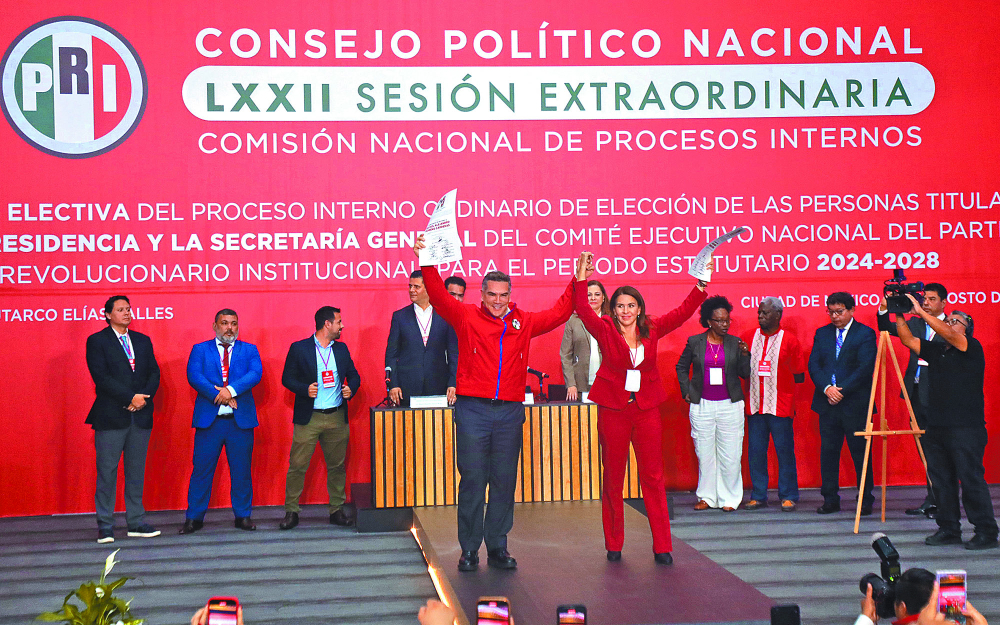 Alejandro Moreno fue reelecto con 97% de los votos como dirigente del PRI. Foto EE: Rosario Servín