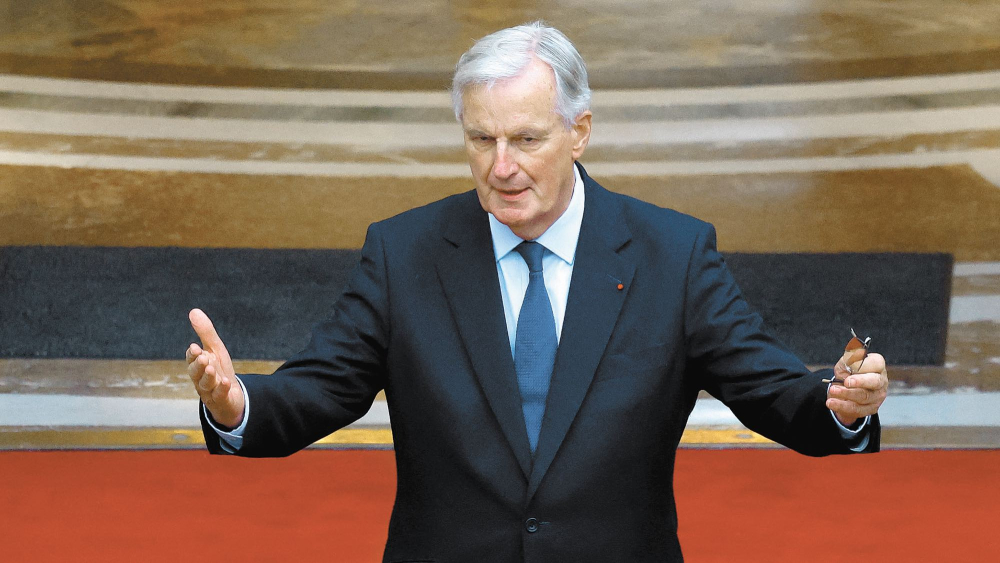 Michel Barnier, nuevo primer ministro de Francia, en la ceremonia de traspaso de poderes este jueves en París. Foto: Reuters