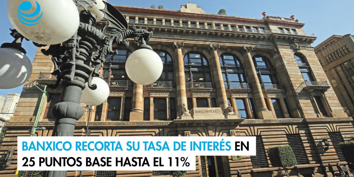 Banxico recorta su tasa de interés en 25 puntos base hasta el 11%