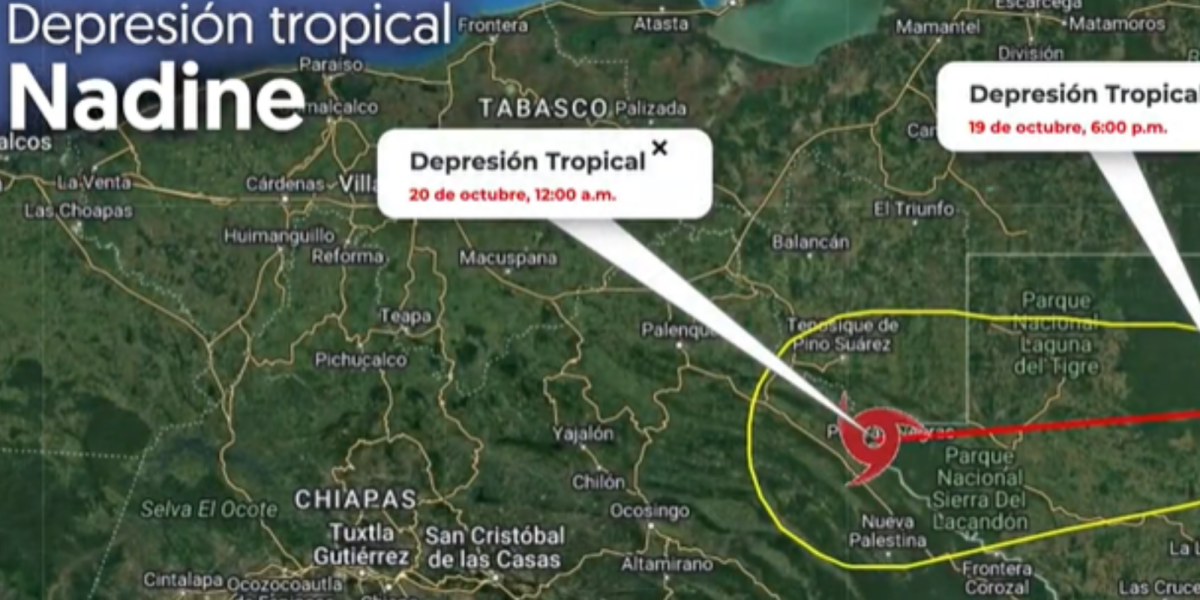 Nadine se debilita a depresión tropical pero mantendrá lluvias torrenciales en Yucatán y sureste de México