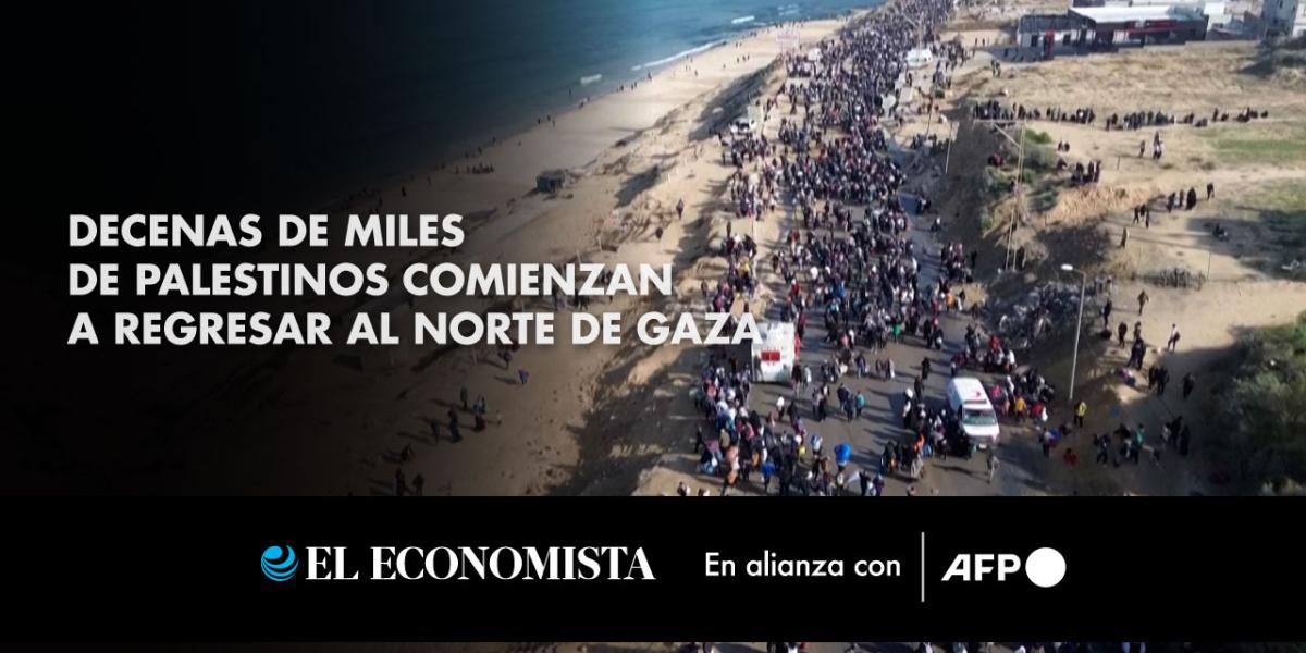 Decenas de miles de palestinos comienzan a regresar al norte de Gaza