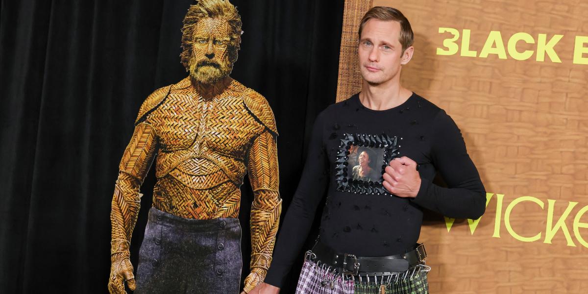 Alexander Skarsgård wears a claustrophobic wicker suit in Wicker