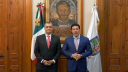 Iván Rivas, exsecretario de Economía de Nuevo León y el gobernador Samuel García.