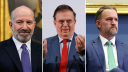 Howard  Lutnick, secretario de Comercio de Estados Unidos; Marcelo Ebrard, secretario de Economía de México; y Jamieson Greer titular de la Representación Comercial de la Casa Blanca.
