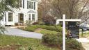 Herndon, USA - November 10, 2019: Open house sunday real estate home buyer sign in front of house driveway street in Fairfax County, Virginia neighborhood Century 21 agent