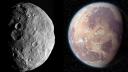 El asteroide 4 vesta (izquierda) y Tatooine, planeta de la saga de Star Wars. Foto: Nasa y Wikipedia