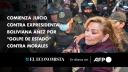 Un tribunal de La Paz instaló el jueves el juicio penal contra la expresidenta boliviana Jeanine Áñez, por presuntamente haber planificado en 2019 un "golpe de Estado" contra el entonces mandatario, Evo Morales.

¡Síguenos en nuestras redes sociales para mantenerte informado!

Twitter: https://twitter.com/eleconomista 
Facebook: https://www.facebook.com/ElEconomista.mx
Instagram: https://www.instagram.com/eleconomistamx
LinkedIn: https://www.linkedin.com/company/el-economista/

#ElEconomista #EETV