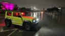 Personal de Protección Civil de Monterrey resguarda zonas afectadas por las fuertes lluvias.