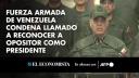 La Fuerza Armada de Venezuela condenó este lunes “con profunda indignación” el llamado del opositor Edmundo González Urrutia para que lo reconozca como presidente tras denunciar como un fraude la reelección del gobernante izquierdista Nicolás Maduro.