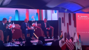 David Eaton, vicepresidente de Amcham de México, capítulo Noreste; Juan Carlos Puente, vicepresidente ejecutivo de LA de Whirlpool y Alejandro Doria, presidente y director general de Bulkmatic
