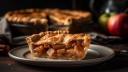 Freshly baked apple pie on rustic wooden plate generated by artificial intelligence