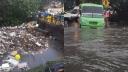 La Presa Río Becerra, ubicada en la Álvaro Obregón, se desbordó esta tarde a causa de la basura y las fuertes lluvias.