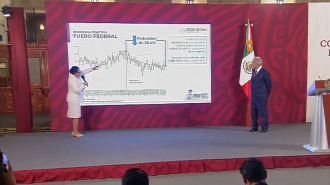 Informe mensual sobre seguridad, durante la conferencia mañanera de AMLO.