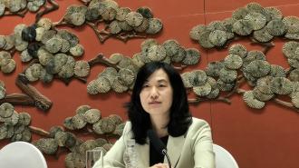 En imagen: Tang Lingyun, subdirectora general del Departamento de América Latina y el Caribe del Ministerio de Relaciones Exteriores de China, en conferenciade prensa sobre las políticas de China hacia América Latina y el Caribe.