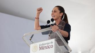 La presidente de México de gira por Apetatitlán de Antonio Carvajal, Tlaxcala.