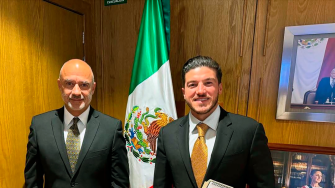 Jesús Antonio Esteva Medina, secretario de Infraestructura, Comunicaciones y Transportes, se reunió con el gobernador de Nuevo León. Samuel García.