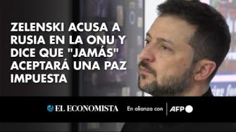 El presidente ucraniano, Volodímir Zelenski, acusó el miércoles en la ONU al mandatario Vladimir Putin de planear ataques contra sus centrales nucleares, a la vez que aseguró que "jamás" aceptará una paz impuesta con Rusia, cuando se cumplen ya dos años y medio de guerra.