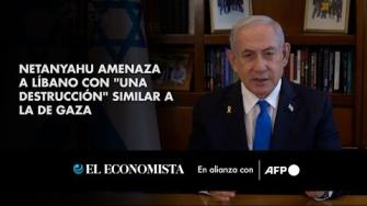 El primer ministro israelí amenazó el martes a los libaneses con una "destrucción" similar a la de Gaza si no "liberan" a su país de Hezbolá.

¡Síguenos en nuestras redes sociales para mantenerte informado!

Twitter: https://twitter.com/eleconomista 
Facebook: https://www.facebook.com/ElEconomista.mx
Instagram: https://www.instagram.com/eleconomistamx
LinkedIn: https://www.linkedin.com/company/el-economista/

#ElEconomista #EETV