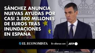 El presidente del gobierno español, Pedro Sánchez, anunció el lunes la adopción de un nuevo paquete de medidas de ayuda para los afectados por las mortíferas inundaciones del 29 de octubre en la región de Valencia (este), por un montante adicional de casi 3.800 millones de euros

Para más información, visita: https://www.eleconomista.com.mx 

Twitter: https://twitter.com/eleconomista
Facebook: https://www.facebook.com/ElEconomista.mx

#ElEconomista #AFP #EETV