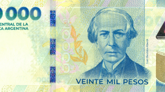 Argentina puso en circulación este miércoles billetes de 20,000 pesos.