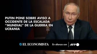 El presidente ruso, Vladimir Putin, afirmó el jueves que el conflicto en Ucrania tiene ya visos de guerra “mundial” y aseguró que no descarta golpear a las potencias occidentales que suministraron a Kiev armas empleadas para atacar Rusia.

¡Síguenos en nuestras redes sociales para mantenerte informado!

Twitter: https://twitter.com/eleconomista 
Facebook: https://www.facebook.com/ElEconomista.mx
Instagram: https://www.instagram.com/eleconomistamx
LinkedIn: https://www.linkedin.com/company/el-economista/

#ElEconomista #EETV