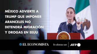 La presidenta de México, Claudia Sheinbaum, advirtió este martes a Donald Trump que nuevos aranceles no detendrán la migración irregular ni el consumo de drogas en Estados Unidos, luego de que el mandatario electo amenazó con imponer tarifas de 25% a las importaciones mexicanas.

¡Síguenos en nuestras redes sociales para mantenerte informado!

Twitter: https://twitter.com/eleconomista 
Facebook: https://www.facebook.com/ElEconomista.mx
Instagram: https://www.instagram.com/eleconomistamx
LinkedIn: https://www.linkedin.com/company/el-economista/

#ElEconomista #EETV