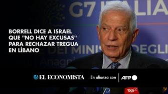 Israel no tiene excusas para rechazar el alto el fuego en Líbano negociado por Estados Unidos y Francia, consideró el jefe de la diplomacia de la Unión Europea, Josep Borrell.

¡Síguenos en nuestras redes sociales para mantenerte informado!

Twitter: https://twitter.com/eleconomista 
Facebook: https://www.facebook.com/ElEconomista.mx
Instagram: https://www.instagram.com/eleconomistamx
LinkedIn: https://www.linkedin.com/company/el-economista/

#ElEconomista #EETV