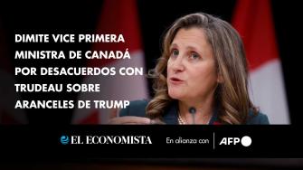 La vice primera ministra de Canadá, Chrystia Freeland, anunció este lunes su dimisión del gobierno en medio del desacuerdo con Justin Trudeau sobre cómo enfrentar la amenaza del presidente electo de Estados Unidos, Donald Trump, de imponer aranceles del 25% a los productos canadienses.

¡Síguenos en nuestras redes sociales para mantenerte informado!

Twitter: https://twitter.com/eleconomista 
Facebook: https://www.facebook.com/ElEconomista.mx
Instagram: https://www.instagram.com/eleconomistamx
LinkedIn: https://www.linkedin.com/company/el-economista/

#ElEconomista #EETV