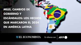 El primer año de gobierno de Javier Milei en Argentina, las tensiones políticas en Bolivia, elecciones en media decena de países, la crisis en Haití y un escándalo diplomático fueron algunos de los hechos que marcaron 2024 en América Latina, un año en el que las lluvias provocaron estragos y la sequía propició incendios y restricciones energéticas.

¡Síguenos en nuestras redes sociales para mantenerte informado!

Twitter: https://twitter.com/eleconomista 
Facebook: https://www.facebook.com/ElEconomista.mx
Instagram: https://www.instagram.com/eleconomistamx
LinkedIn: https://www.linkedin.com/company/el-economista/

#ElEconomista #EETV