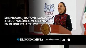 La presidenta de México, Claudia Sheinbaum, dijo el miércoles que Estados Unidos debería llamarse "América mexicana", en respuesta a la propuesta del mandatario electo estadounidense, Donald Trump, de renombrar el Golfo de México como "Golfo de América".

¡Síguenos en nuestras redes sociales para mantenerte informado!

Twitter: https://twitter.com/eleconomista 
Facebook: https://www.facebook.com/ElEconomista.mx
Instagram: https://www.instagram.com/eleconomistamx
LinkedIn: https://www.linkedin.com/company/el-economista/

#ElEconomista #EETV