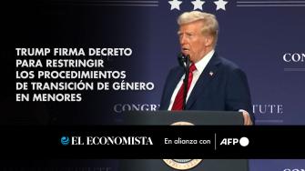 El presidente estadounidense Donald Trump firmó el martes un decreto que pone fin a la financiación gubernamental para cirugías de transición de género a menores de 19 años en el país, en su más reciente decisión que concierne a personas transgénero. 

¡Síguenos en nuestras redes sociales para mantenerte informado! 

Twitter: https://twitter.com/eleconomista 
Facebook: https://www.facebook.com/ElEconomista.mx 
Instagram: https://www.instagram.com/eleconomistamx 
LinkedIn: https://www.linkedin.com/company/el-economista/ 

#ElEconomista #EETV