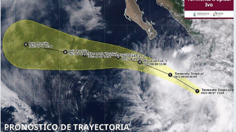 Trayectoria prevista de la tormenta tropical Ivo.