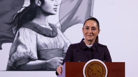 La presidenta Claudia Sheinbaum en su conferencia matutina.