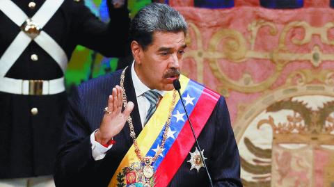 Venezuela's President Nicolas Maduro delivers his annual address to the nation, just days after he was inaugurated for a third term, in Caracas, Venezuela January 15, 2025. REUTERS/Leonardo Fernandez Viloria