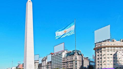 The Obelisk a major touristic destination in Buenos Aires, Argentina