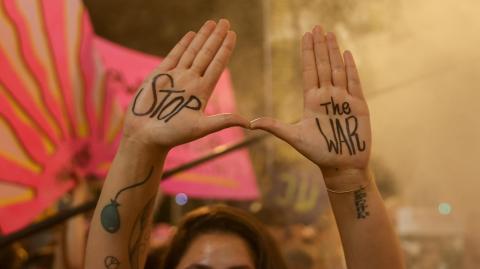 Manifestantes contra la guerra en Gaza.
