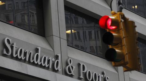 A view shows the Standard & Poor's building in New York's financial district