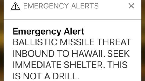 FILE - This Jan. 13, 2018 file smartphone screen capture shows a false incoming ballistic missile emergency alert sent from the Hawaii Emergency Management Agency system. Gov. David Ige has appointed state Army National Guard Brig. Gen. Kenneth Hara as new head of Hawaii