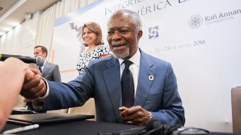 CIUDAD DE MÃ‰XICO, 24MAYO2018.- Kofi Annan, exsecretario general de la ONU y premio nobel de la Paz, acudiÃ³ al reporte final de la Conferencia â€œIntegridad Electoral en AmÃ©rica Latinaâ€ù, celebrada en MÃ©xico en agosto de 2017.FOTO: DIEGO SIMÃ“N SÃÅNCHEZ /CUARTOSCURO.COM