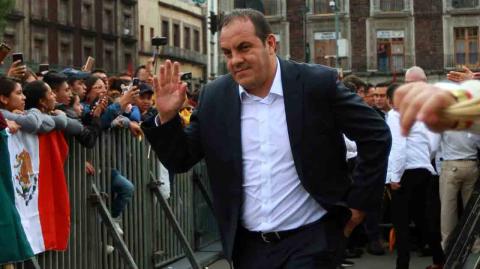 Cuauhtémoc Blanco, gobernador de Morelos, en una visita al presidente Andrés Manuel López Obrador en la Ciudad de México, el 1 de julio pasado. Foto: Notimex.