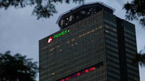 Pemex logo is seen at the headquarters of state-owned oil giant in Mexico City, Mexico