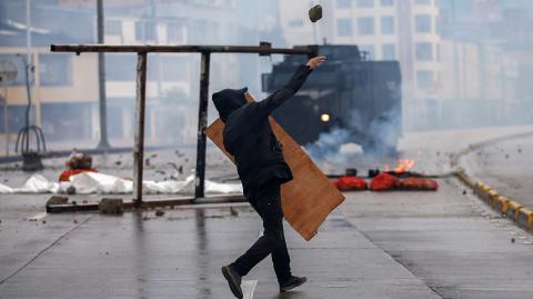 Protest for a national strike in Bogota