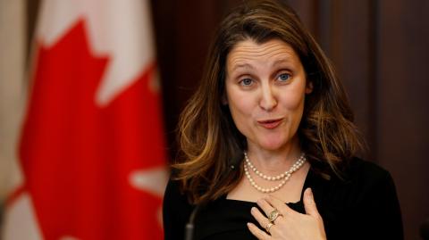 Chrystia Freeland, ministra de Relaciones Exteriores de Canadá. Foto: Reuters